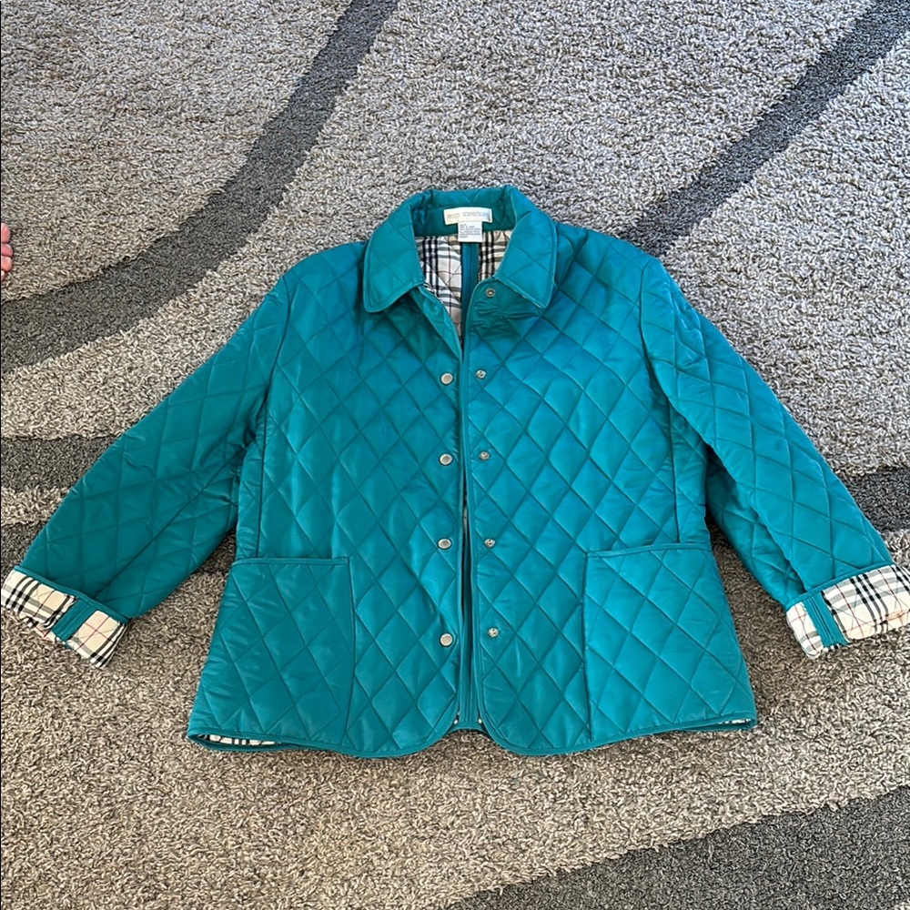Petite Sophisticate Blue Puffer Jacket with Diamond Quilting